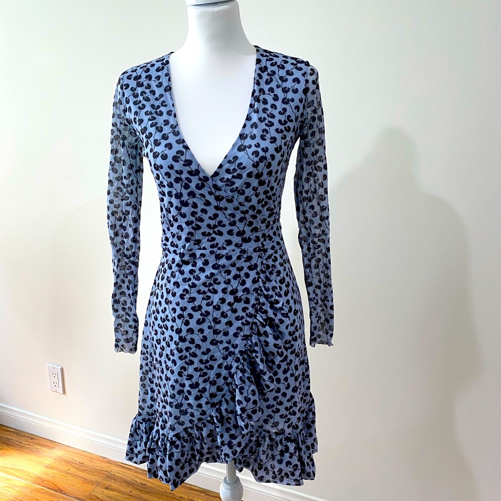 COPY - EUC GANNI 3369 Tilden Mesh Long Sleeve Wrap Mini Dress 34 / US 2 GORGEOUS